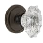 Grandeur Circulaire Solid Brass Rose Dummy Door Knob Set with Biarritz Crystal Knob Timeless Bronze
