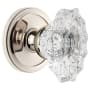 Grandeur Circulaire Solid Brass Rose Dummy Door Knob Set with Biarritz Crystal Knob Polished Nickel