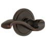 Grandeur Circulaire Solid Brass Rose Left Handed Privacy Door Lever Set with Portofino Lever and 2-3/8" Backset Timeless Bronze