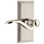 Grandeur Carre Solid Brass Rose Right Handed Passage Door Lever Set with Bellagio Lever and 2-3/8" Backset Polished Nickel