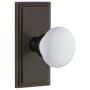 Grandeur Carre Solid Brass Rose Passage Door Knob Set with Hyde Park Knob and 2-3/8" Backset Timeless Bronze