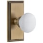 Grandeur Carre Solid Brass Rose Passage Door Knob Set with Hyde Park Knob and 2-3/8" Backset Vintage Brass