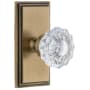 Grandeur Carre Solid Brass Rose Passage Door Knob Set with Versailles Crystal Knob and 2-3/8" Backset Vintage Brass