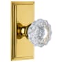 Grandeur Carre Solid Brass Rose Passage Door Knob Set with Versailles Crystal Knob and 2-3/8" Backset Lifetime Brass