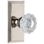 Grandeur Carre Solid Brass Rose Passage Door Knob Set with Versailles Crystal Knob and 2-3/8" Backset Polished Nickel