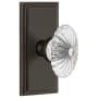 Grandeur Carre Solid Brass Rose Passage Door Knob Set with Burgundy Crystal Knob and 2-3/8" Backset Timeless Bronze