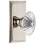 Grandeur Carre Solid Brass Rose Passage Door Knob Set with Burgundy Crystal Knob and 2-3/8" Backset Polished Nickel