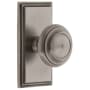 Grandeur Carre Solid Brass Rose Passage Door Knob Set with Circulaire Knob and 2-3/8" Backset Antique Pewter