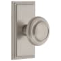 Grandeur Carre Solid Brass Rose Passage Door Knob Set with Circulaire Knob and 2-3/8" Backset Satin Nickel
