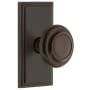 Grandeur Carre Solid Brass Rose Passage Door Knob Set with Circulaire Knob and 2-3/8" Backset Timeless Bronze