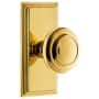 Grandeur Carre Solid Brass Rose Passage Door Knob Set with Circulaire Knob and 2-3/8" Backset Lifetime Brass