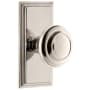 Grandeur Carre Solid Brass Rose Passage Door Knob Set with Circulaire Knob and 2-3/8" Backset Polished Nickel