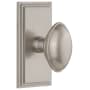 Grandeur Carre Solid Brass Rose Single Dummy Door Knob with Eden Prairie Knob Satin Nickel