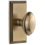 Grandeur Carre Solid Brass Rose Single Dummy Door Knob with Eden Prairie Knob Vintage Brass