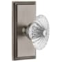 Grandeur Carre Solid Brass Rose Single Dummy Door Knob with Burgundy Crystal Knob Antique Pewter