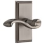 Grandeur Carre Solid Brass Rose Dummy Door Lever Set with Portofino Lever Antique Pewter