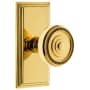 Grandeur Carre Solid Brass Rose Dummy Door Knob Set with Soleil Knob Polished Brass