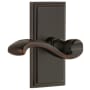 Grandeur Carre Solid Brass Rose Left Handed Privacy Door Lever Set with Portofino Lever and 2-3/8" Backset Timeless Bronze