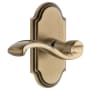 Grandeur Arc Solid Brass Right Handed Passage Door Lever Set with Portofino Lever and 2-3/8" Backset Vintage Brass