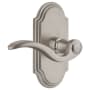 Grandeur Arc Solid Brass Right Handed Passage Door Lever Set with Bellagio Lever and 2-3/8" Backset Satin Nickel