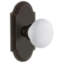 Grandeur Arc Solid Brass Rose Passage Door Knob Set with Hyde Park Knob and 2-3/8" Backset Timeless Bronze