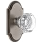 Grandeur Arc Solid Brass Rose Passage Door Knob Set with Chambord Crystal Knob and 2-3/8" Backset Antique Pewter