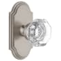 Grandeur Arc Solid Brass Rose Passage Door Knob Set with Chambord Crystal Knob and 2-3/8" Backset Satin Nickel