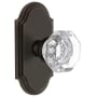 Grandeur Arc Solid Brass Rose Passage Door Knob Set with Chambord Crystal Knob and 2-3/8" Backset Timeless Bronze
