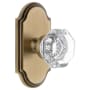 Grandeur Arc Solid Brass Rose Passage Door Knob Set with Chambord Crystal Knob and 2-3/8" Backset Vintage Brass