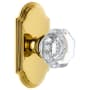Grandeur Arc Solid Brass Rose Passage Door Knob Set with Chambord Crystal Knob and 2-3/8" Backset Lifetime Brass