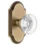 Grandeur Arc Solid Brass Rose Passage Door Knob Set with Bordeaux Crystal Knob and 2-3/8" Backset Vintage Brass