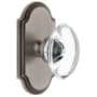 Grandeur Arc Solid Brass Rose Passage Door Knob Set with Provence Crystal Knob and 2-3/8" Backset Antique Pewter