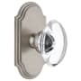 Grandeur Arc Solid Brass Rose Passage Door Knob Set with Provence Crystal Knob and 2-3/8" Backset Satin Nickel