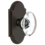 Grandeur Arc Solid Brass Rose Passage Door Knob Set with Provence Crystal Knob and 2-3/8" Backset Timeless Bronze