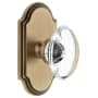 Grandeur Arc Solid Brass Rose Passage Door Knob Set with Provence Crystal Knob and 2-3/8" Backset Vintage Brass