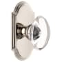 Grandeur Arc Solid Brass Rose Passage Door Knob Set with Provence Crystal Knob and 2-3/8" Backset Polished Nickel