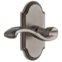 Grandeur Arc Solid Brass Right Handed Single Dummy Door Lever with Portofino Lever Antique Pewter