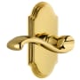 Grandeur Arc Solid Brass Right Handed Single Dummy Door Lever with Portofino Lever Polished Brass