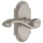 Grandeur Arc Solid Brass Right Handed Single Dummy Door Lever with Portofino Lever Satin Nickel