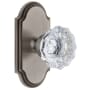 Grandeur Arc Solid Brass Rose Dummy Door Knob Set with Fontainebleau Crystal Knob Antique Pewter