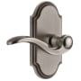 Grandeur Arc Solid Brass Left Handed Privacy Door Lever Set with Bellagio Lever and 2-3/8" Backset Antique Pewter