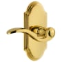 Grandeur Arc Solid Brass Left Handed Privacy Door Lever Set with Bellagio Lever and 2-3/8" Backset Polished Brass