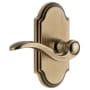 Grandeur Arc Solid Brass Left Handed Privacy Door Lever Set with Bellagio Lever and 2-3/8" Backset Vintage Brass