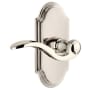 Grandeur Arc Solid Brass Left Handed Privacy Door Lever Set with Bellagio Lever and 2-3/8" Backset Polished Nickel