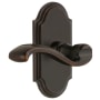 Grandeur Arc Solid Brass Right Handed Privacy Door Lever Set with Portofino Lever and 2-3/8" Backset Timeless Bronze