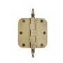 Grandeur Solid Brass 3.5 x 3.5 Inch Plain Bearing 5/8" Radius Corner Mortise Door Hinge with Steeple Finial - Single Hinge Vintage Brass