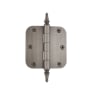 Grandeur Solid Brass 3.5 x 3.5 Inch Plain Bearing 5/8" Radius Corner Mortise Door Hinge with Steeple Finial - Single Hinge Antique Pewter