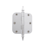 Grandeur Solid Brass 3.5 x 3.5 Inch Plain Bearing 5/8" Radius Corner Mortise Door Hinge with Steeple Finial - Single Hinge Bright Chrome