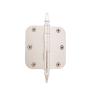 Grandeur Solid Brass 3.5 x 3.5 Inch Plain Bearing 5/8" Radius Corner Mortise Door Hinge with Steeple Finial - Single Hinge Polished Nickel