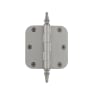 Grandeur Solid Brass 3.5 x 3.5 Inch Plain Bearing 5/8" Radius Corner Mortise Door Hinge with Steeple Finial - Single Hinge Satin Nickel